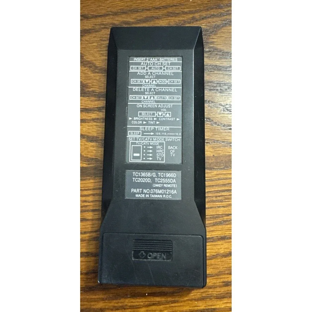 Emerson TV Remote Control Black Model 076M01216A 24 Key Button Vintage